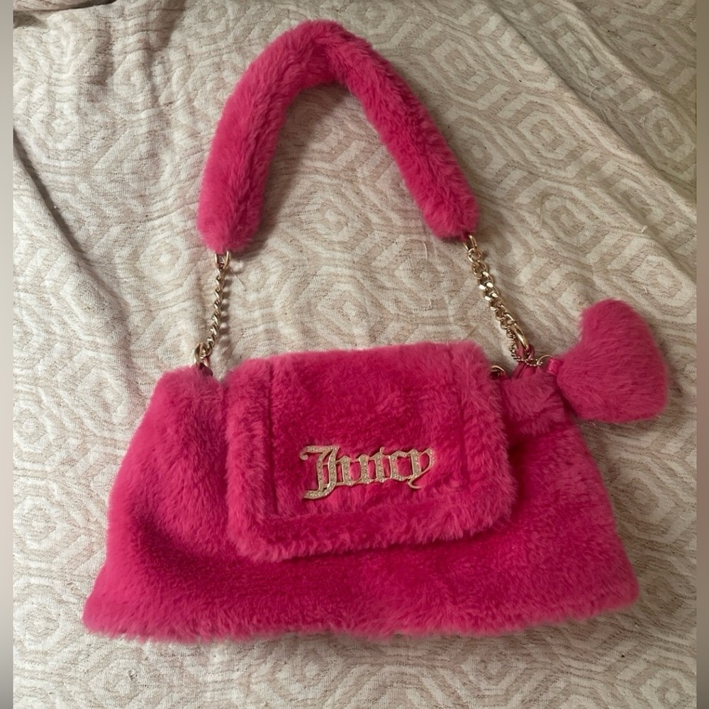 Juicy Couture Fur Fuzzy Furry Hot Pink Shoulder Bag